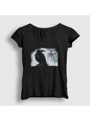 Presmono Kadın Siyah Fading In Flames T-Shirt