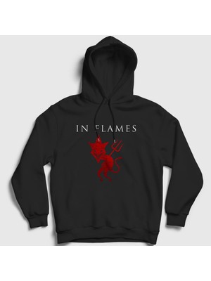 Presmono Unisex Siyah Devil In Flames Kapüşonlu Sweatshirt