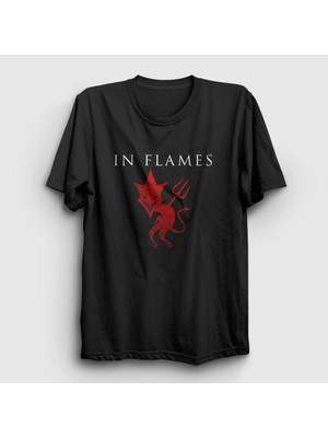 Presmono Unisex Siyah Devil In Flames T-Shirt