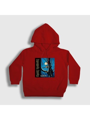 Presmono Unisex Çocuk Kırmızı Fear Of The Dark Iron Maiden Kapüşonlu Sweatshirt