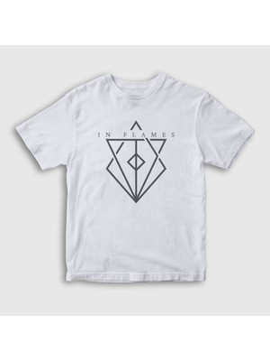 Presmono Unisex Çocuk Beyaz Fire In Flames T-Shirt