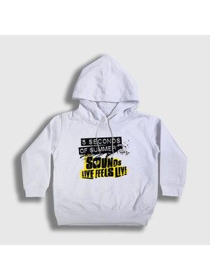 Presmono Unisex Çocuk Beyaz Good 5 Seconds Of Summer Kapüşonlu Sweatshirt