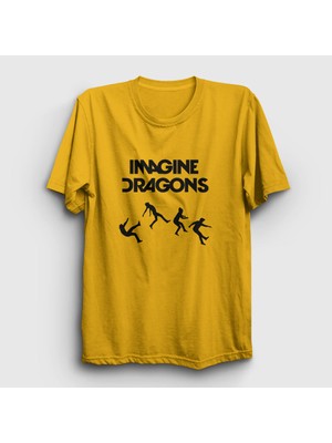 Presmono Unisex Sarı World Imagine Dragons T-Shirt