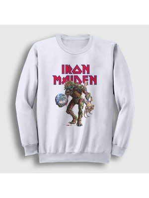 Presmono Unisex Beyaz World Iron Maiden Sweatshirt