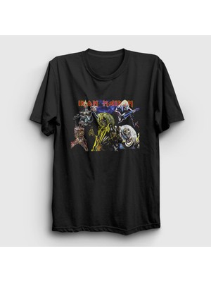 Presmono Unisex Siyah Band Iron Maiden T-Shirt