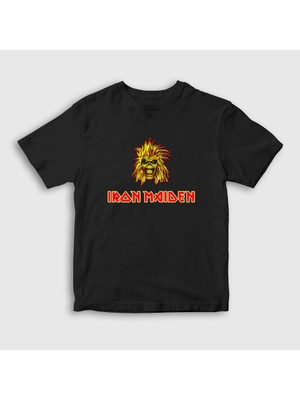 Presmono Unisex Çocuk Siyah Iron Maiden T-Shirt