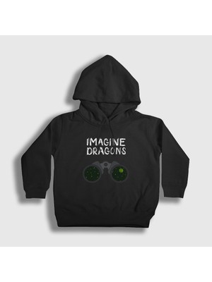 Presmono Unisex Çocuk Siyah Night Imagine Dragons Kapüşonlu Sweatshirt