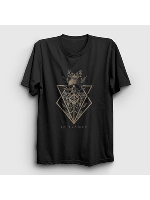 Presmono Unisex Siyah Skull In Flames T-Shirt