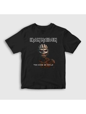 Presmono Unisex Çocuk Siyah Souls Iron Maiden T-Shirt