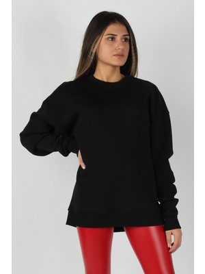 Balins Kadın Sıfır Yaka Sweatshirt Siyah