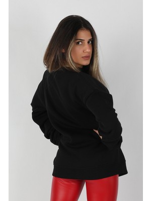 Balins Kadın Sıfır Yaka Sweatshirt Siyah