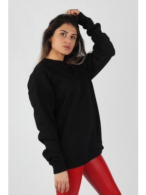 Balins Kadın Sıfır Yaka Sweatshirt Siyah