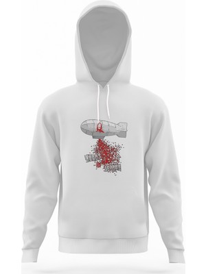 Tshirthane La Casa De Papel Chaos Is Our Friend Beyaz Erkek Kapüşonlu Sweatshirt Uzun Kol