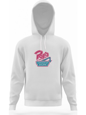 Tshirthane Riverdale Pop's Chock'lit Shoppe Beyaz Erkek Kapüşonlu Sweatshirt Uzun Kol
