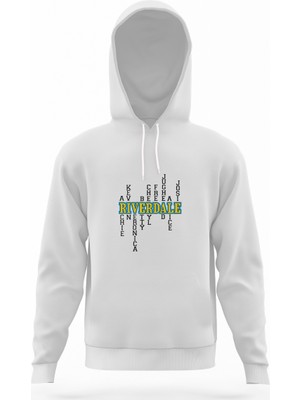 Tshirthane Riverdale Riverdale & Character Names Beyaz Erkek Kapüşonlu Sweatshirt Uzun Kol