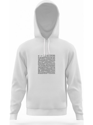 Tshirthane 14 Mart Dünya Pi Günü Pi Beyaz Erkek Kapüşonlu Sweatshirt Uzun Kol