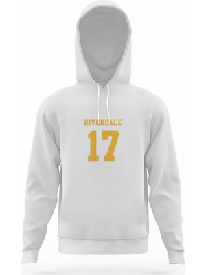 Tshirthane Riverdale 17 Beyaz Erkek Kapüşonlu Sweatshirt Uzun Kol