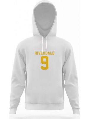 Tshirthane Riverdale 9 Beyaz Erkek Kapüşonlu Sweatshirt Uzun Kol