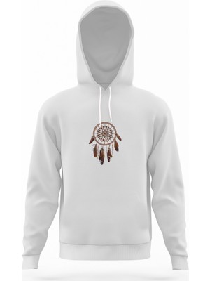 Tshirthane Düş Kapanı Beyaz Erkek Kapüşonlu Sweatshirt Uzun Kol