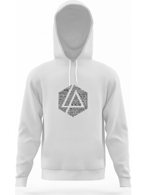 Tshirthane Linkin Park Beyaz Erkek Kapüşonlu Sweatshirt Uzun Kol