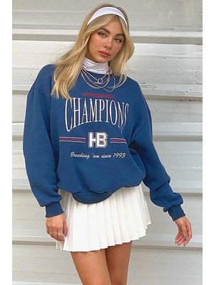 Mad Girls Mavi Kadın Sweatshirt MG930