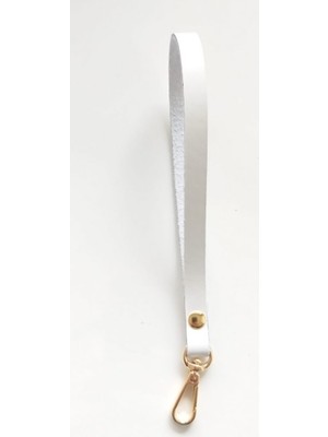 Angel Çanta Aksesuar Gerçek Deri Beyaz Renk Elcik Metali Light Gold