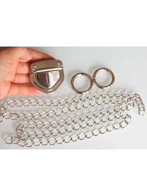 Angel Çanta Aksesuar Gümüş Renk Zincir Set