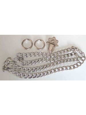 Angel Çanta Aksesuar Gümüş Renk Zincir Set