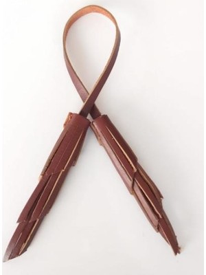 Angel Çanta Aksesuar Gerçek Deri Ikili Zig Zag Püskül Kızıl Kahve Renk