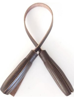 Angel Çanta Aksesuar Gerçek Deri Ikili Düz Püskül Koyu Kahve Renk