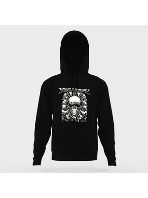 Tshirthane Megadeth Baskılı Siyah Erkek Örme Kapşonlu Sweatshirt Uzun Kol
