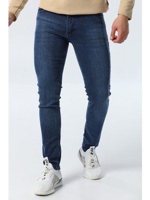 Mutlu City Erkek Mavi Slim Fit Likralı Jean Kot Pantolon 1121