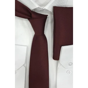 Mendilli Ince Kravat_Bordo