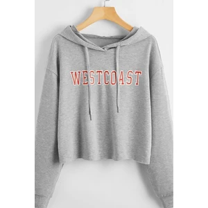 Mad Girls Kapüşonlu Gri Sweatshirt MG809