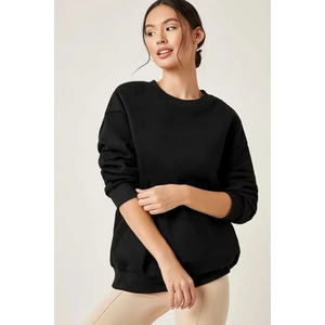 Mad Girls Siyah Basic Sweatshirt MG806