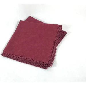 Mom Collection Güpürlü Kendinden Desenli Kare Örtü  Tülbent  Yazma  Bordo