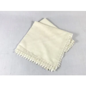 Mom Collection Güpürlü Kendinden Desenli Kare Örtü  Tülbent  Yazma  Krem