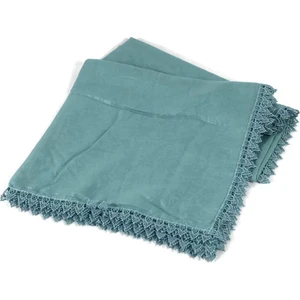 Mom Collection Güpürlü Kendinden Desenli Kare Örtü  Tülbent  Yazma  Su Yeşil