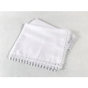 Mom Collection Güpürlü Kendinden Desenli Kare Örtü  Tülbent  Yazma  Beyaz