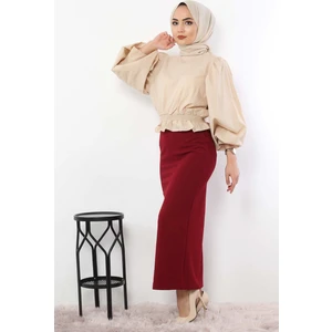 Essah Moda Kadın Bordo Kalem Etek - ME000247