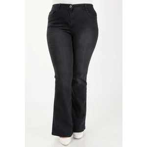 E Collection Ispanyol Paça Likralı Büyük Beden Jeans Pantolon