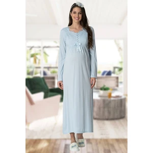 Mecit Pijama Mecit 5415 Mavi Hamile Lohusa Gecelik