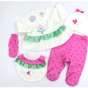 Tatlı Dondurma Yenidoğan Kız Bebek 5li Set Fuşya