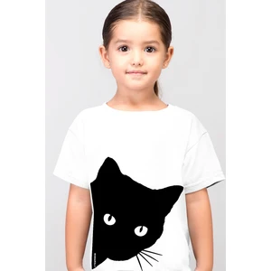 Meraklı Beyaz Kısa Kollu Kız Erkek Uniseks Çocuk T-Shirt