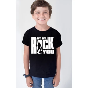 Just Rock You Siyah Kısa Kollu Kız Erkek Uniseks Çocuk Tişört