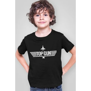 Top Gun Siyah Kısa Kollu Kız Erkek Uniseks Çocuk T-Shirt