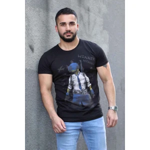 Baskılı Siyah Tişört 4028