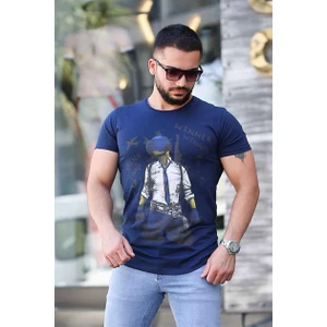 Baskılı Lacivert Tişört 4028