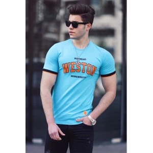 Baskılı Turkuaz Erkek T-Shirt 4593