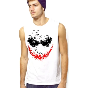 Yarasa Gülüşü Beyaz Kesik Kol Kolsuz Erkek T-Shirt Atlet